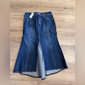 EXPRESS Flared midi jean skirt